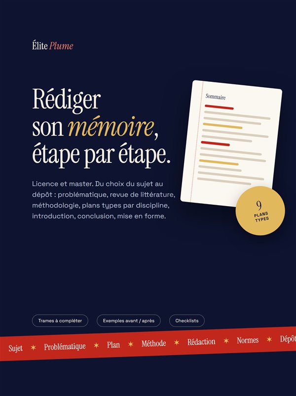 Couverture du guide Rédiger son mémoire, étape par étape