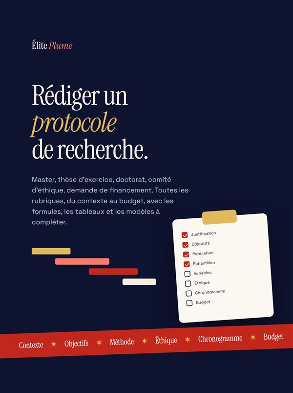 Couverture du guide Rédiger un protocole de recherche